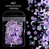 100pcs Colorful Bowknot Flowers 3D Nail Decorations