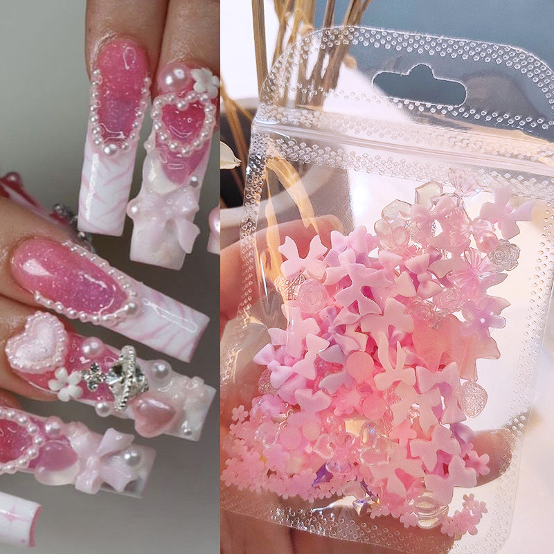 100pcs Colorful Bowknot Flowers 3D Nail Decorations