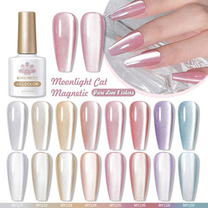 Moonlight Cat Magnetic Gel Polish Pure Love Series 10ml Gel Nail Polish BORN PRETTY 8 Colors Set 