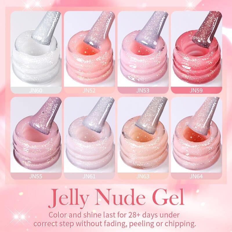 Glitter Nude Pink Jelly Nude Gel 10ml (JN51-JN74) Gel Nail Polish BORN PRETTY 