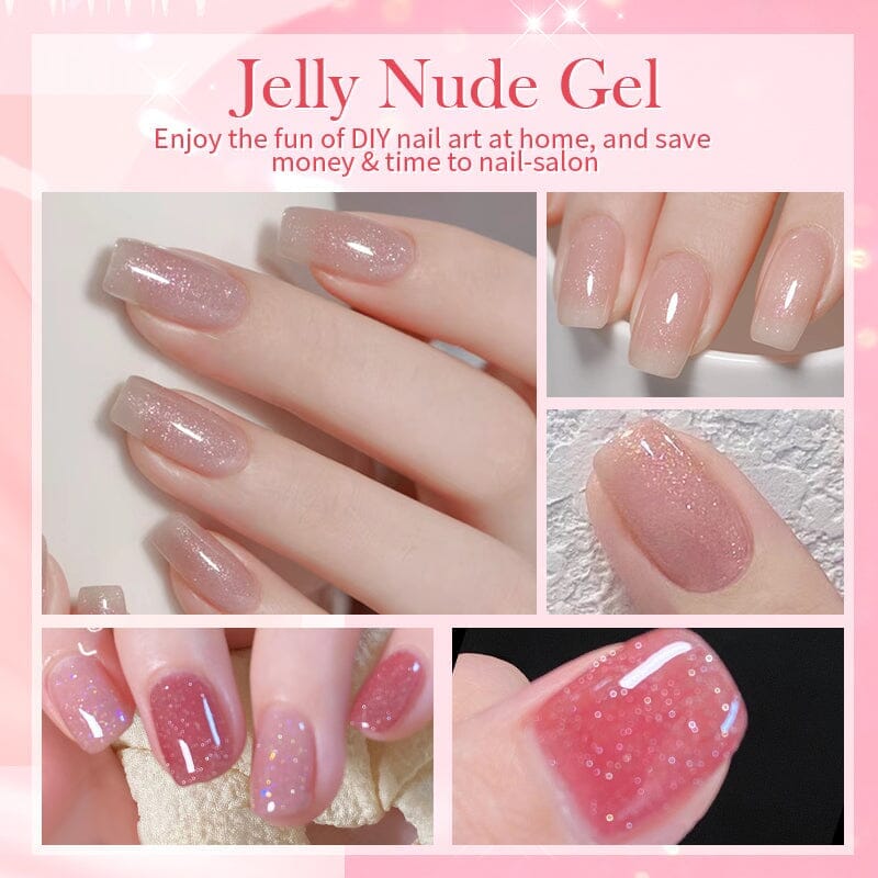 Glitter Nude Pink Jelly Nude Gel 10ml (JN51-JN74) Gel Nail Polish BORN PRETTY 