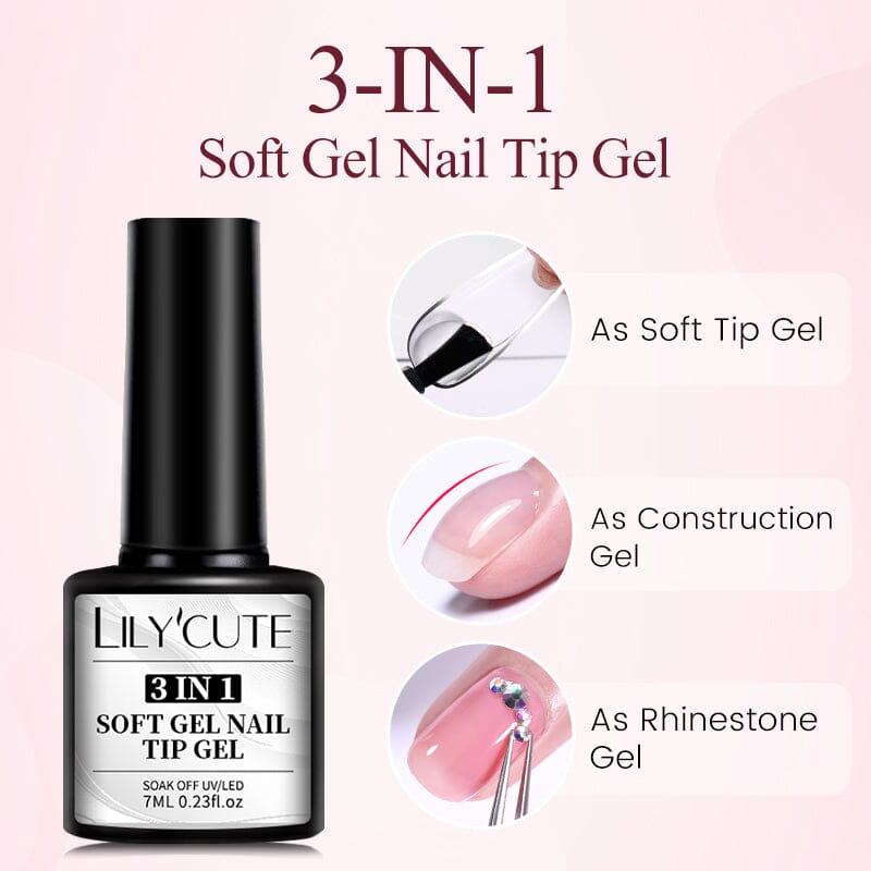 3 In 1 Soft Gel Tip Adhesive Gel Nail Polish LILYCUTE 