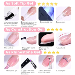 3 In 1 Soft Gel Tip Adhesive Gel Nail Polish LILYCUTE 