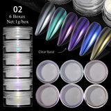 6 Boxes Chrome Nail Powder Set Nail Powder No Brand 02 
