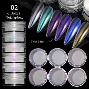 6 Boxes Chrome Nail Powder Set Nail Powder No Brand 02 
