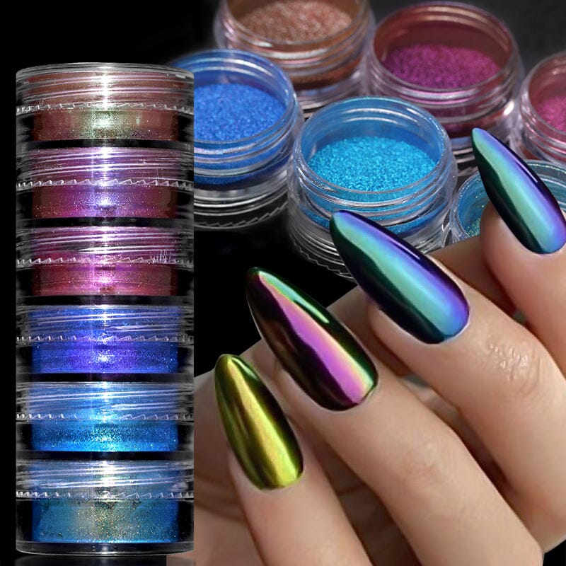 6 Boxes Chrome Nail Powder Set Nail Powder No Brand 