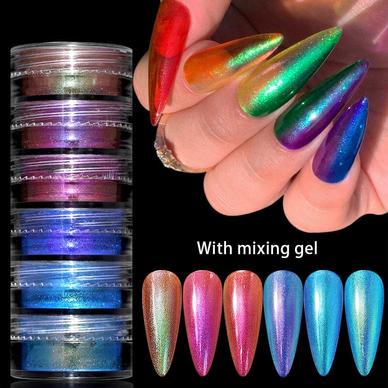 6 Boxes Chrome Nail Powder Set Nail Powder No Brand 