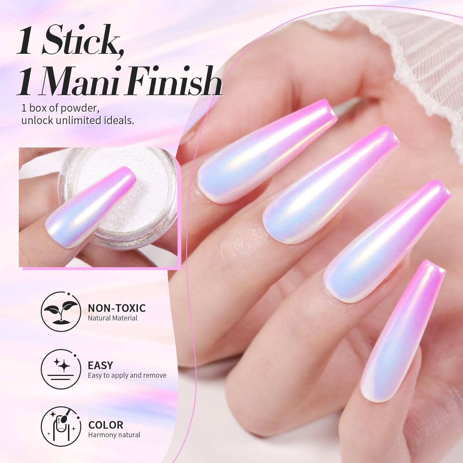 [US ONLY] Multiple Styles Auroras Powder Chrome Nail Glitter Powder Nail Powder BORN PRETTY 