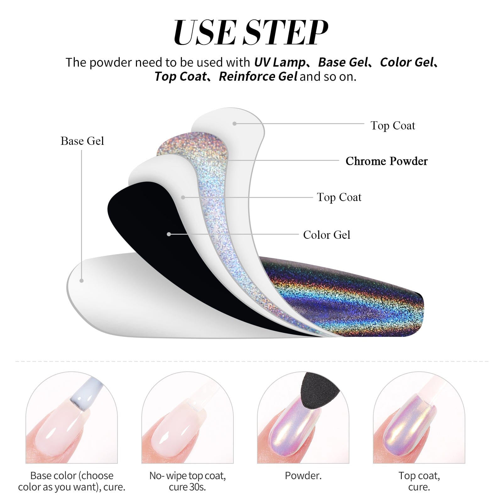 [US ONLY] BORN PRETTY Holo Nail Powder Silver Chrome Powder Nail Powder BORN PRETTY 