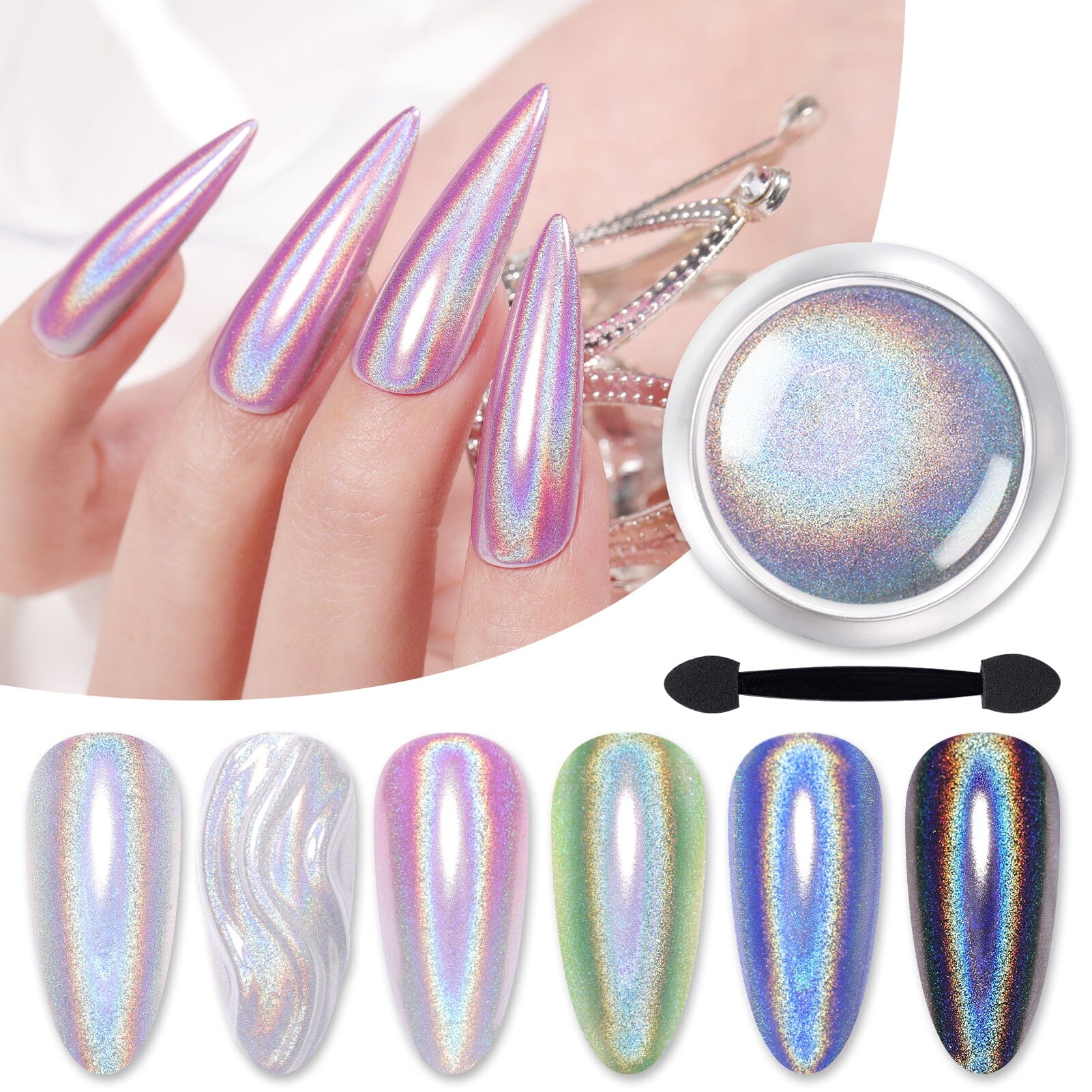 [US ONLY] BORN PRETTY Holo Nail Powder Silver Chrome Powder Nail Powder BORN PRETTY 