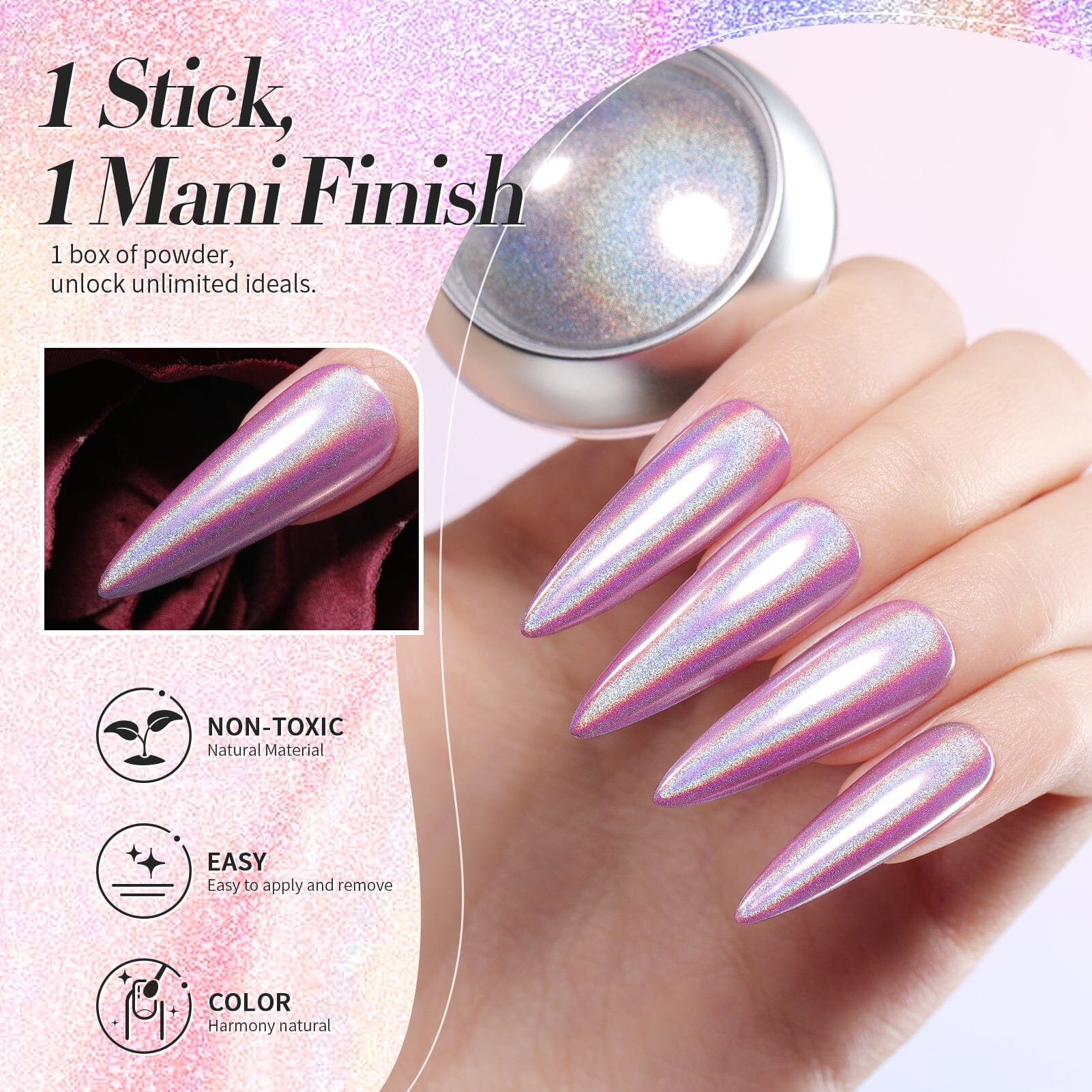 [US ONLY] BORN PRETTY Holo Nail Powder Silver Chrome Powder Nail Powder BORN PRETTY 