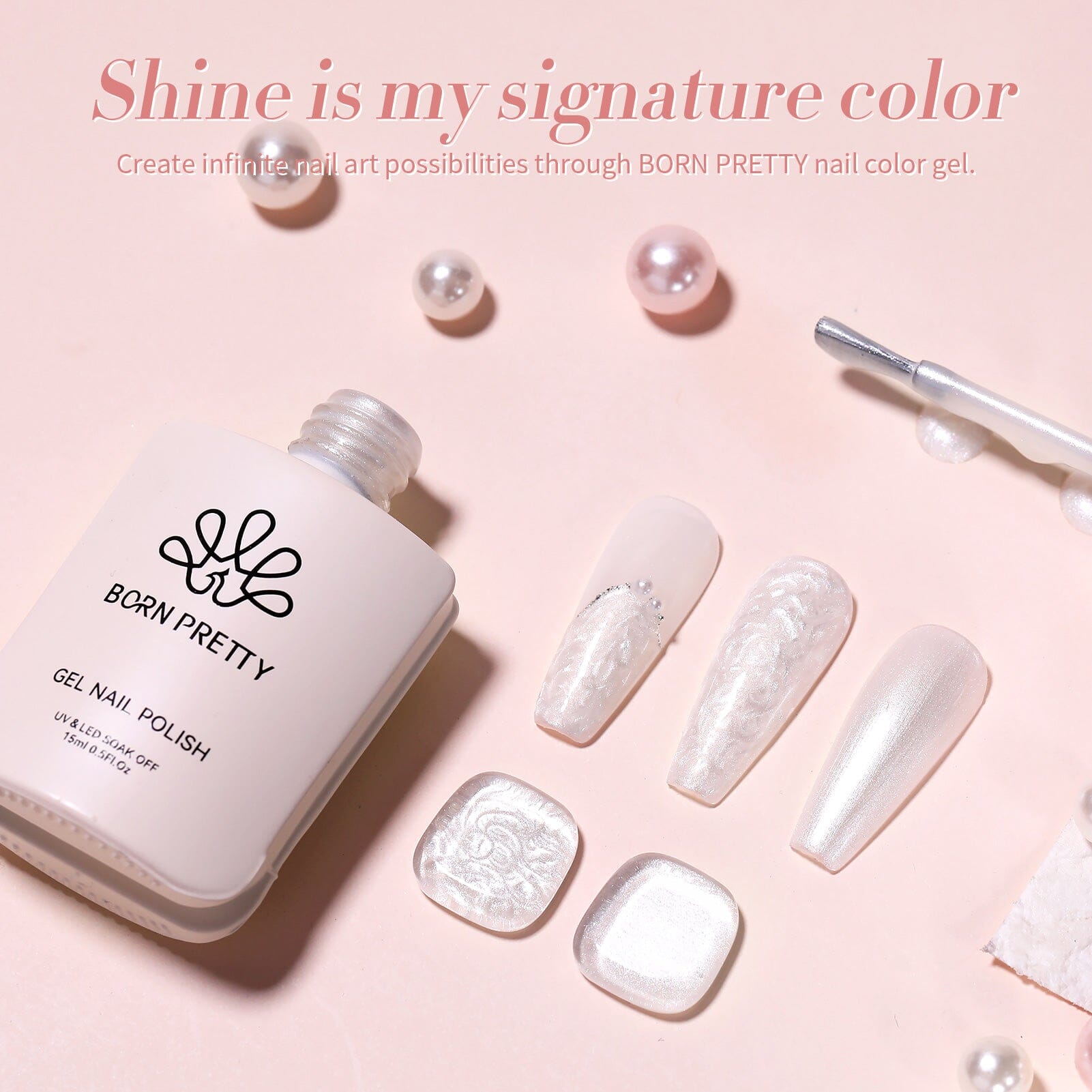 Shell Thread Swirl Gel LW31 Pearl White 15ml Gel Nail Polish BORN PRETTY 