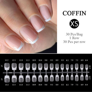 30pcs White French Short Coffin Press on Nails Nail Tips No Brand 