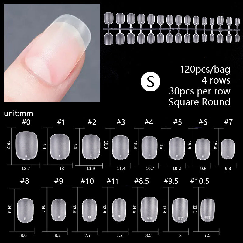 120pcs S-Square Round Matte False Nail Tips