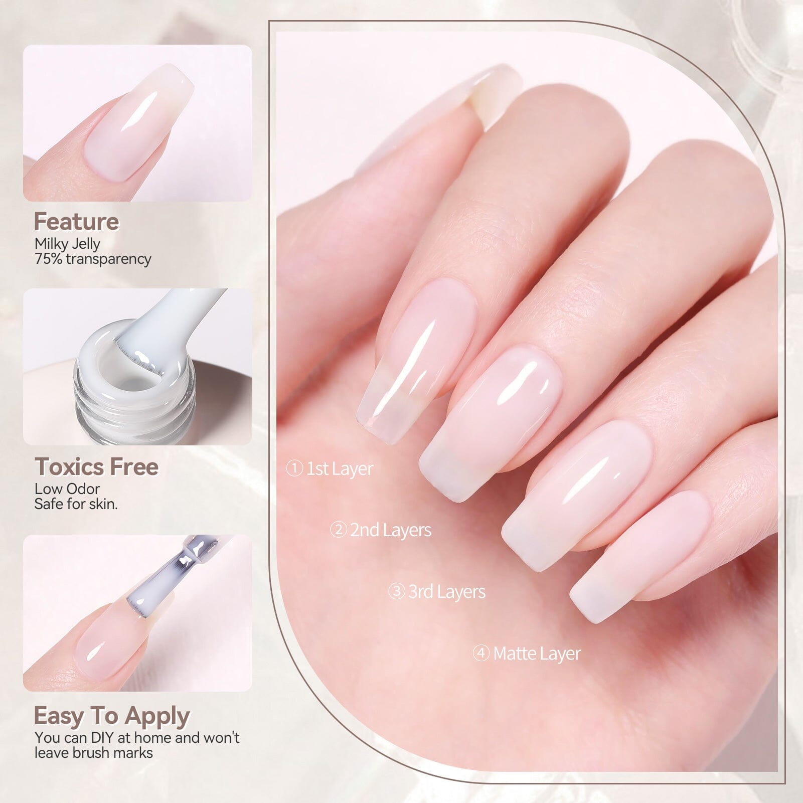 Hema-Free Milky Jelly Gel #01 15ml Gel Nail Polish BORN PRETTY 