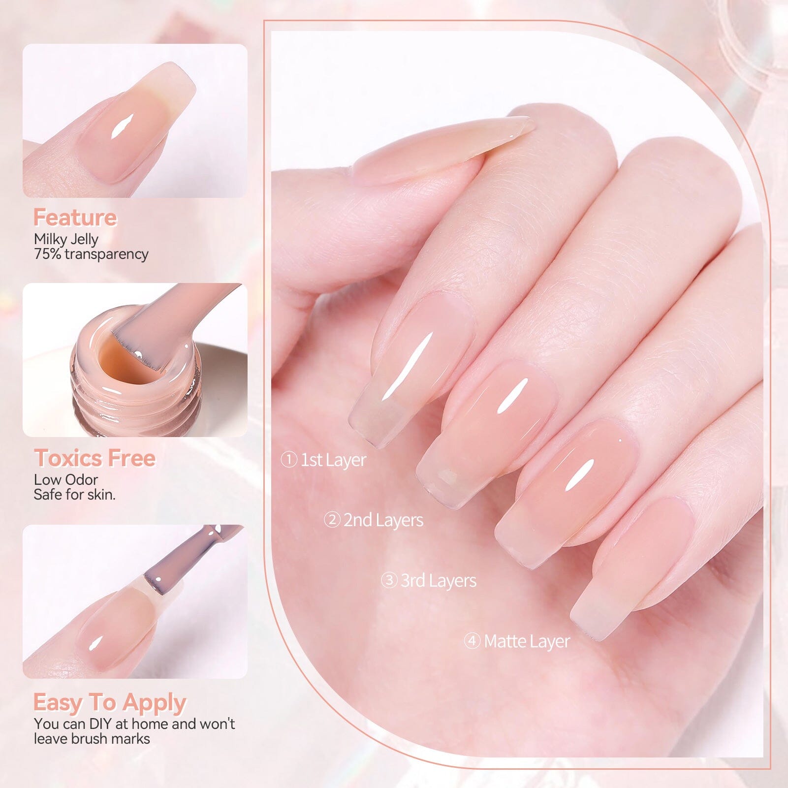 Nude Hema-Free Red Jelly Gel #05 15ml Gel Nail Polish BORN PRETTY 