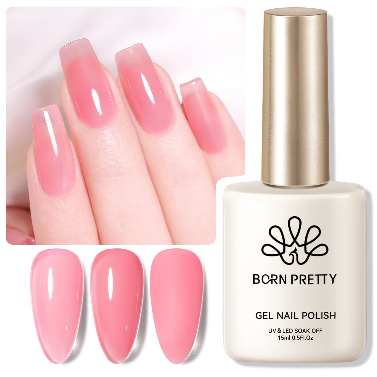 Pink Hema-Free Milky Jelly Gel Polish #06 15ml Gel Nail Polish BORN PRETTY 