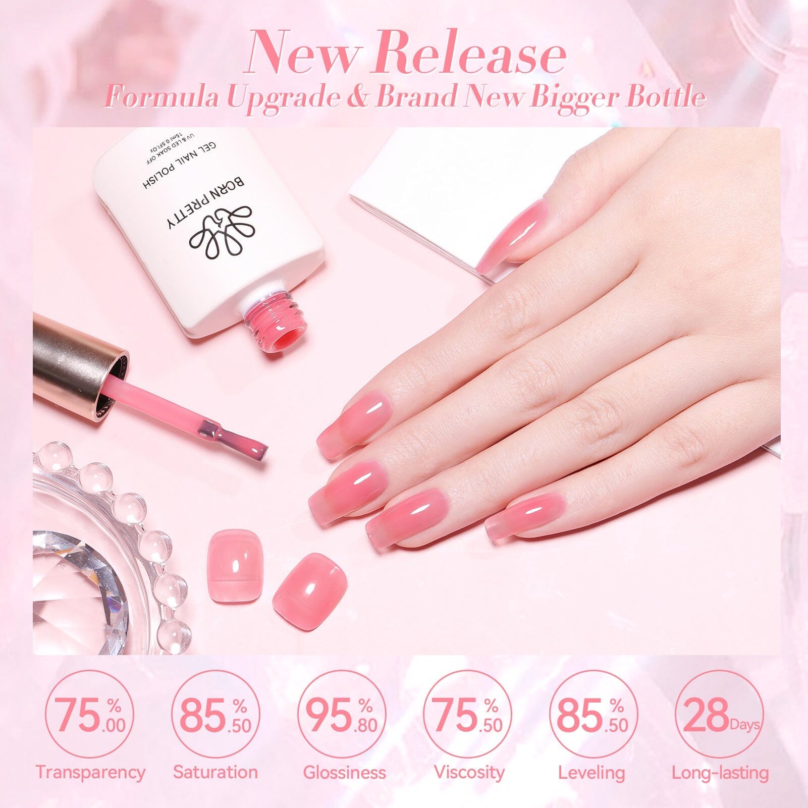 [US ONLY] Pink Hema-Free Milky Jelly Gel Polish #06 15ml Gel Nail Polish BORN PRETTY 