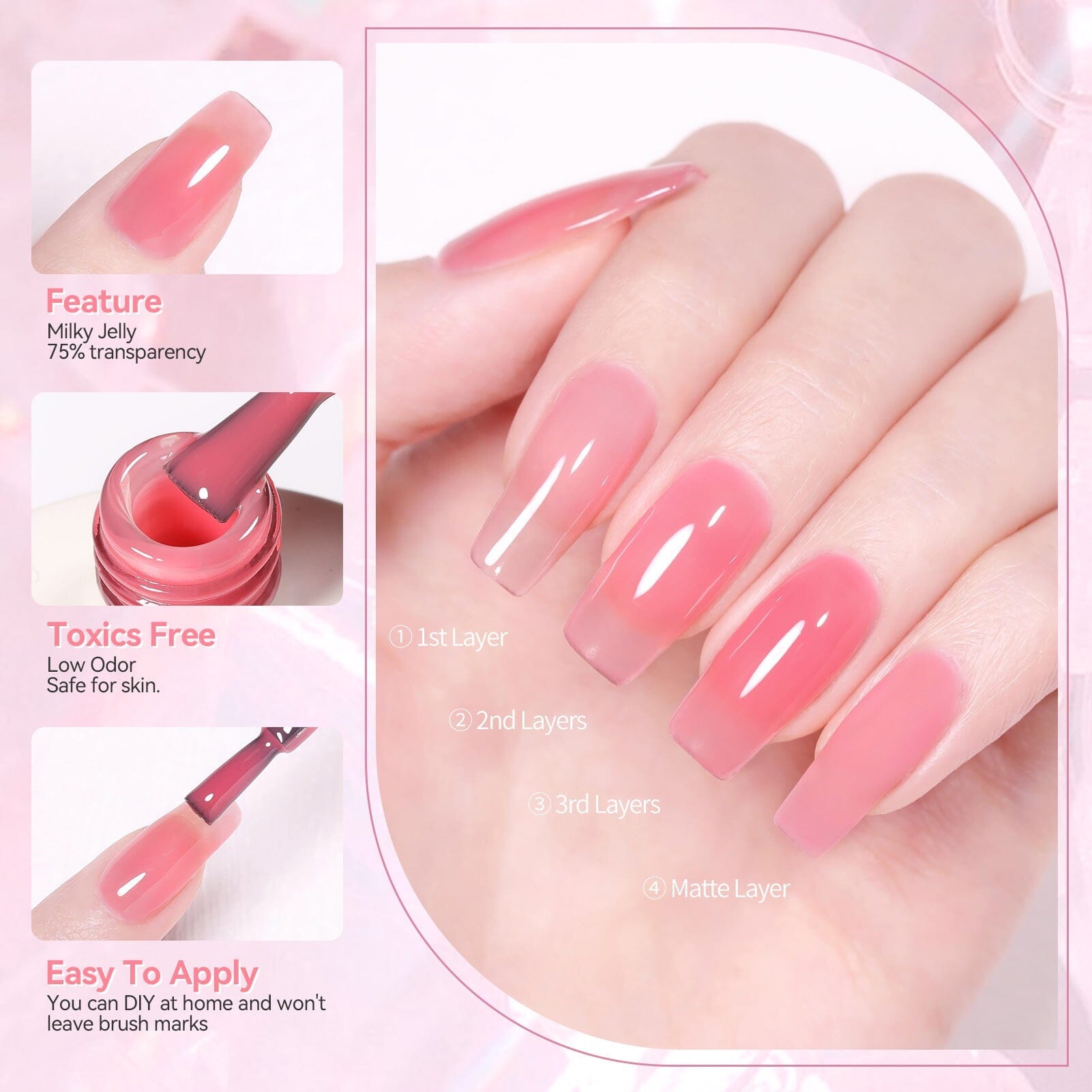 Pink Hema-Free Milky Jelly Gel Polish #06 15ml Gel Nail Polish BORN PRETTY 