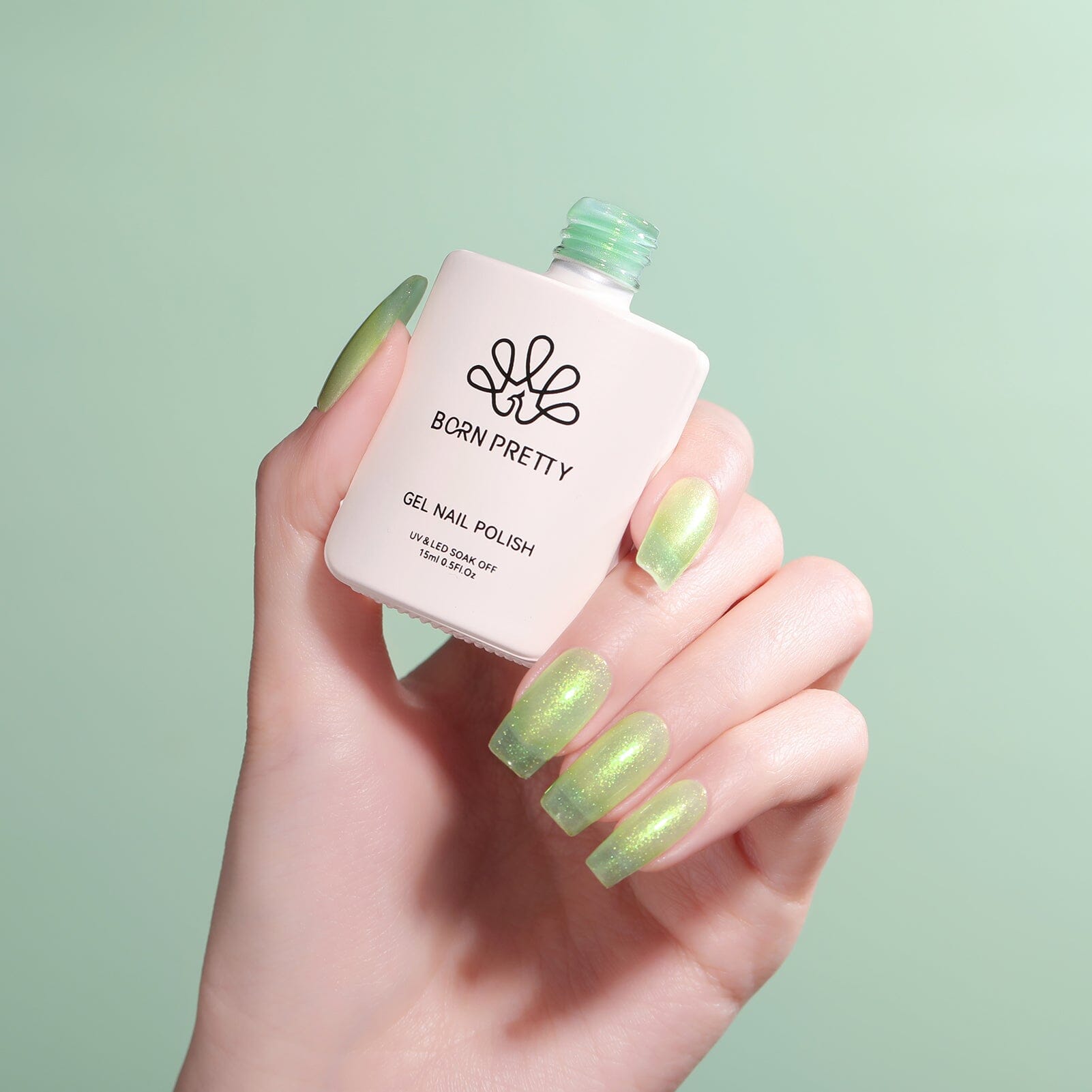 Green Hema-Free Glitter Jelly Gel Polish #01 15ml Gel Nail Polish BORN PRETTY 