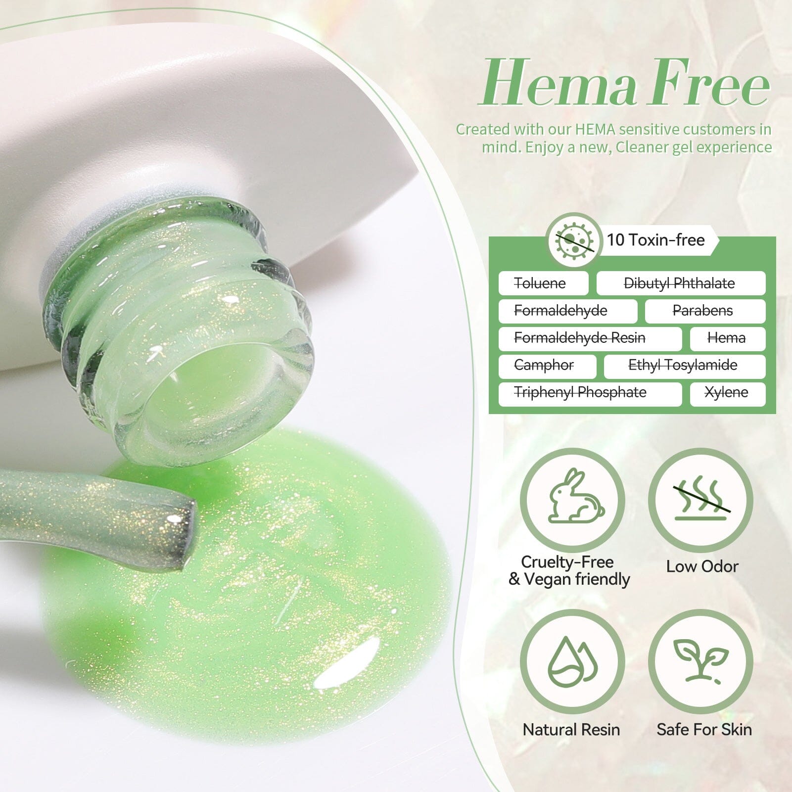 Green Hema-Free Glitter Jelly Gel Polish #01 15ml Gel Nail Polish BORN PRETTY 