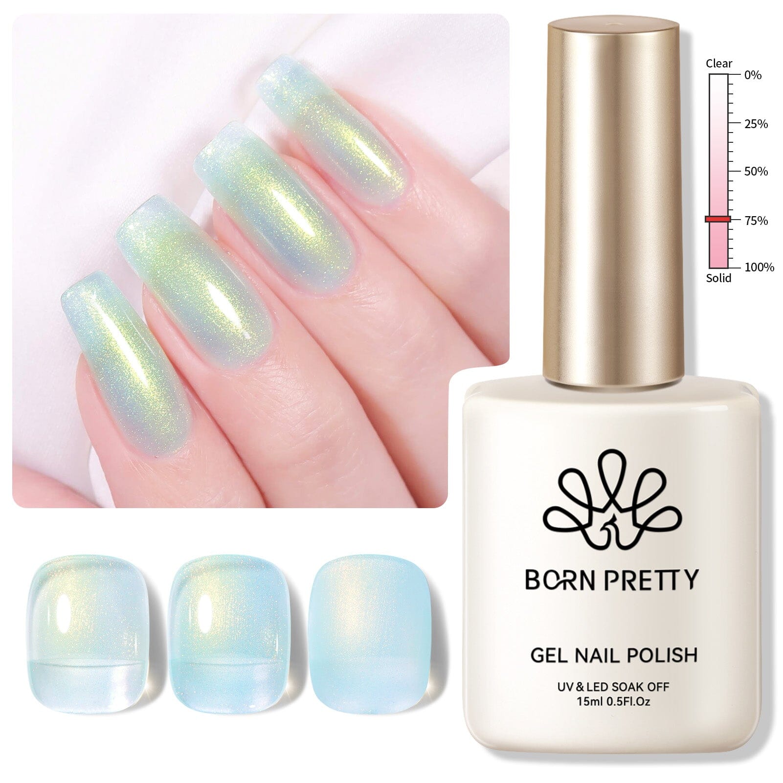 Light Blue Hema-Free Glitter Jelly Gel Polish #02 15ml Gel Nail Polish BORN PRETTY 