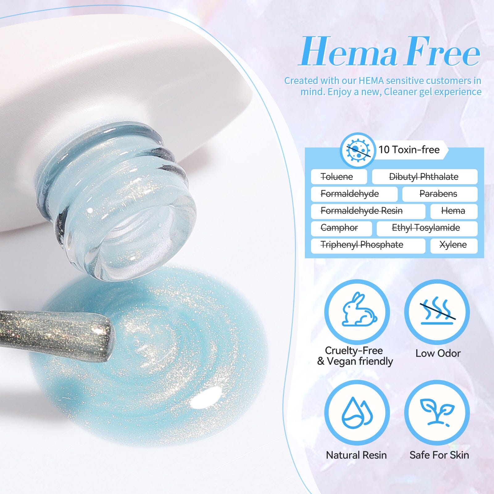 Light Blue Hema-Free Glitter Jelly Gel Polish #02 15ml Gel Nail Polish BORN PRETTY 