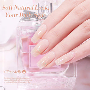 Nude Hema-Free Glitter Jelly Gel Polish #03 15ml Gel Nail Polish BORN PRETTY 