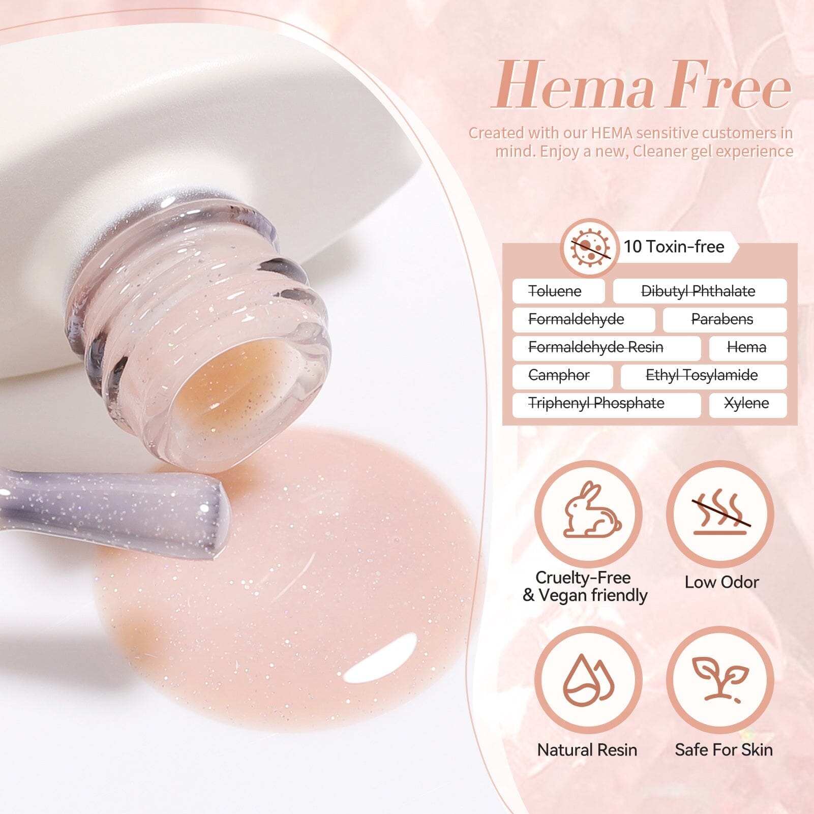 Nude Hema-Free Glitter Jelly Gel Polish #03 15ml Gel Nail Polish BORN PRETTY 