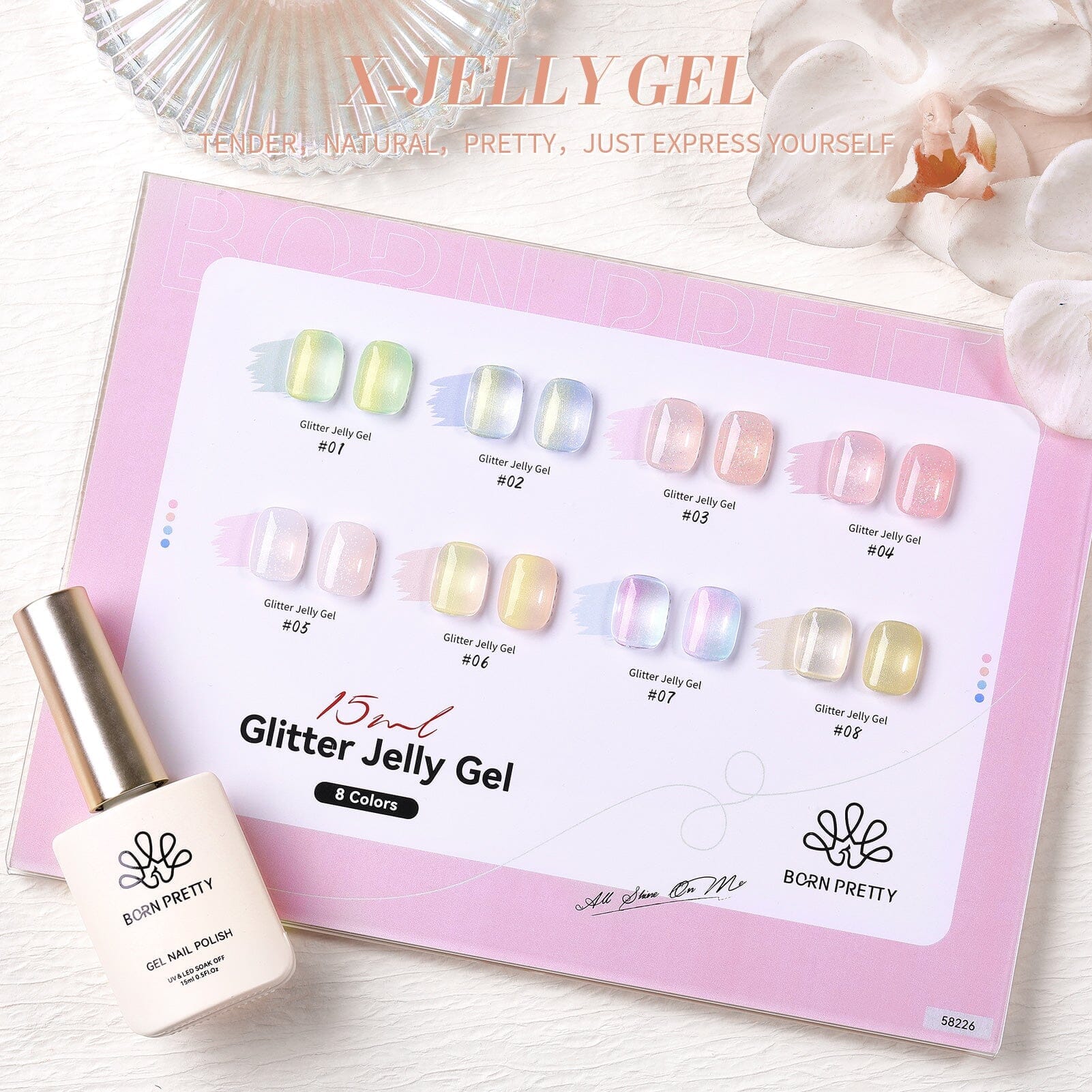 Nude Hema-Free Glitter Jelly Gel Polish #03 15ml Gel Nail Polish BORN PRETTY 