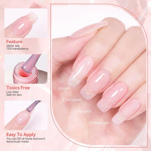 [US ONLY] Pink Hema-Free Glitter Jelly Gel Polish #04 15ml Gel Nail Polish BORN PRETTY 