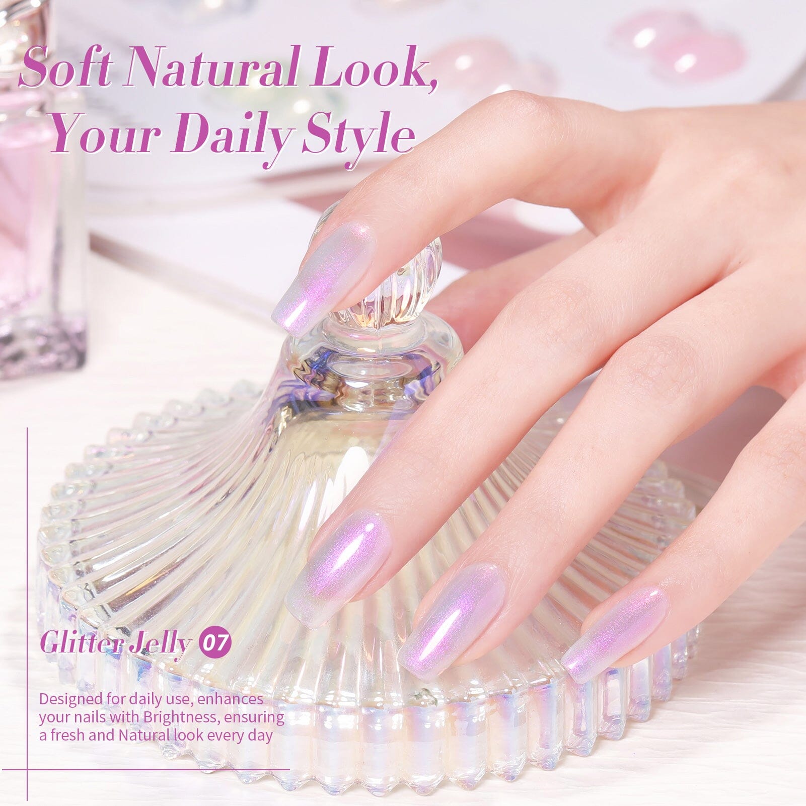 Purple Hema-Free Glitter Jelly Gel Polish #07 15ml Gel Nail Polish BORN PRETTY 