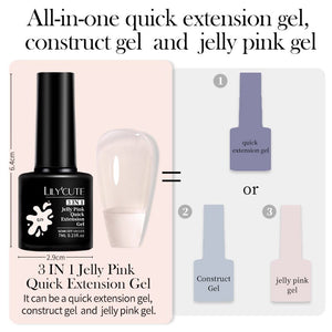 3 in 1 Jelly Pink Quick Extension Nail Gel LC-Q34 7ml Clearance LILYCUTE 