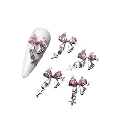 5pcs Alloy Rhinestones Nail Decorations #06 Bowknot Heart
