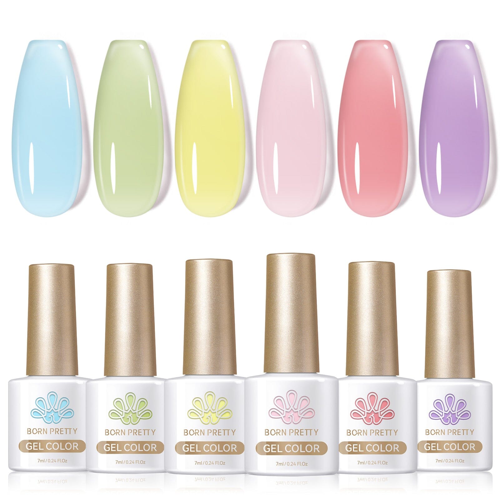 6 Colors Hey Candy Semi Jelly Gel Polish Set 7ml Gel Nail Polish BORN PRETTY 