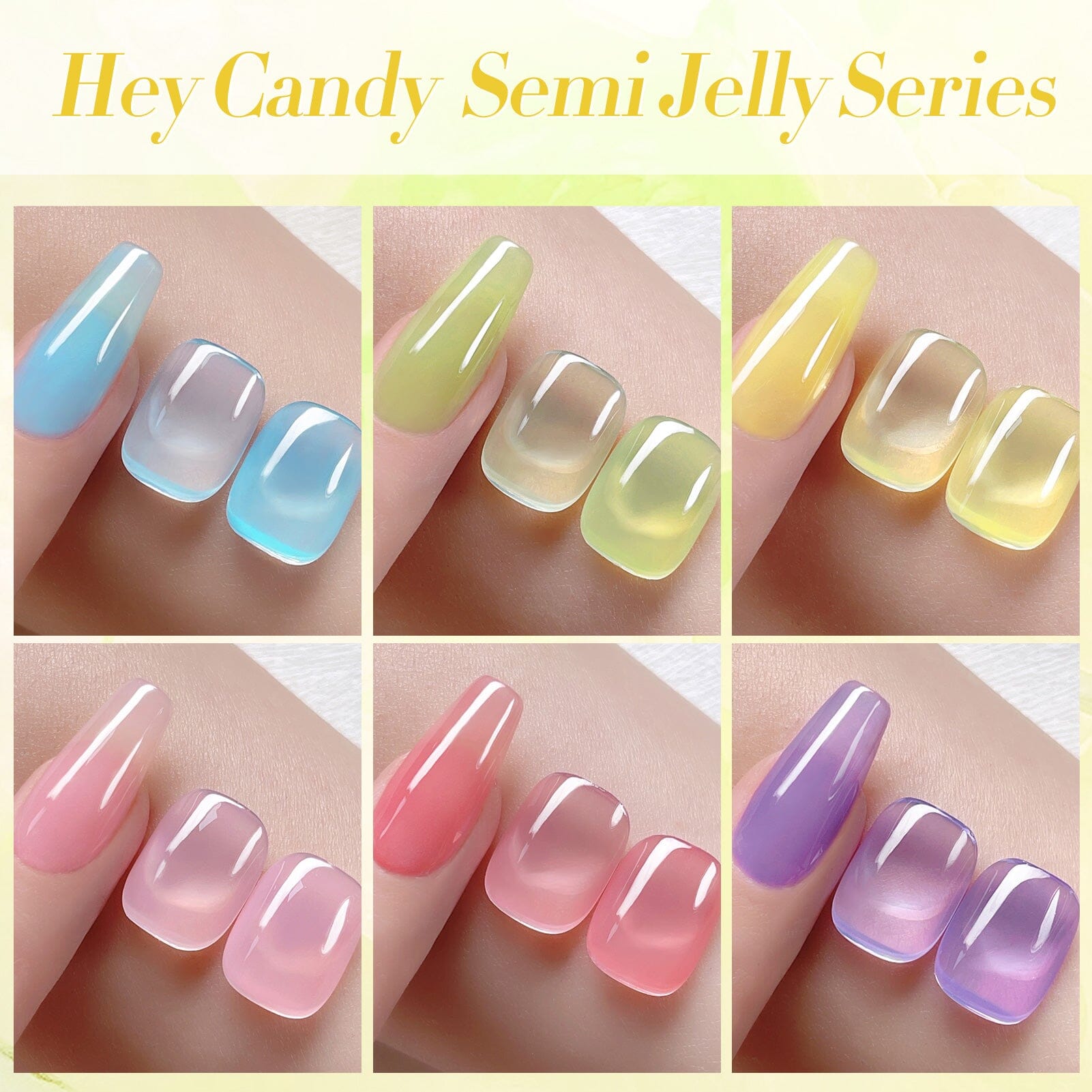 6 Colors Hey Candy Semi Jelly Gel Polish Set 7ml Gel Nail Polish BORN PRETTY 