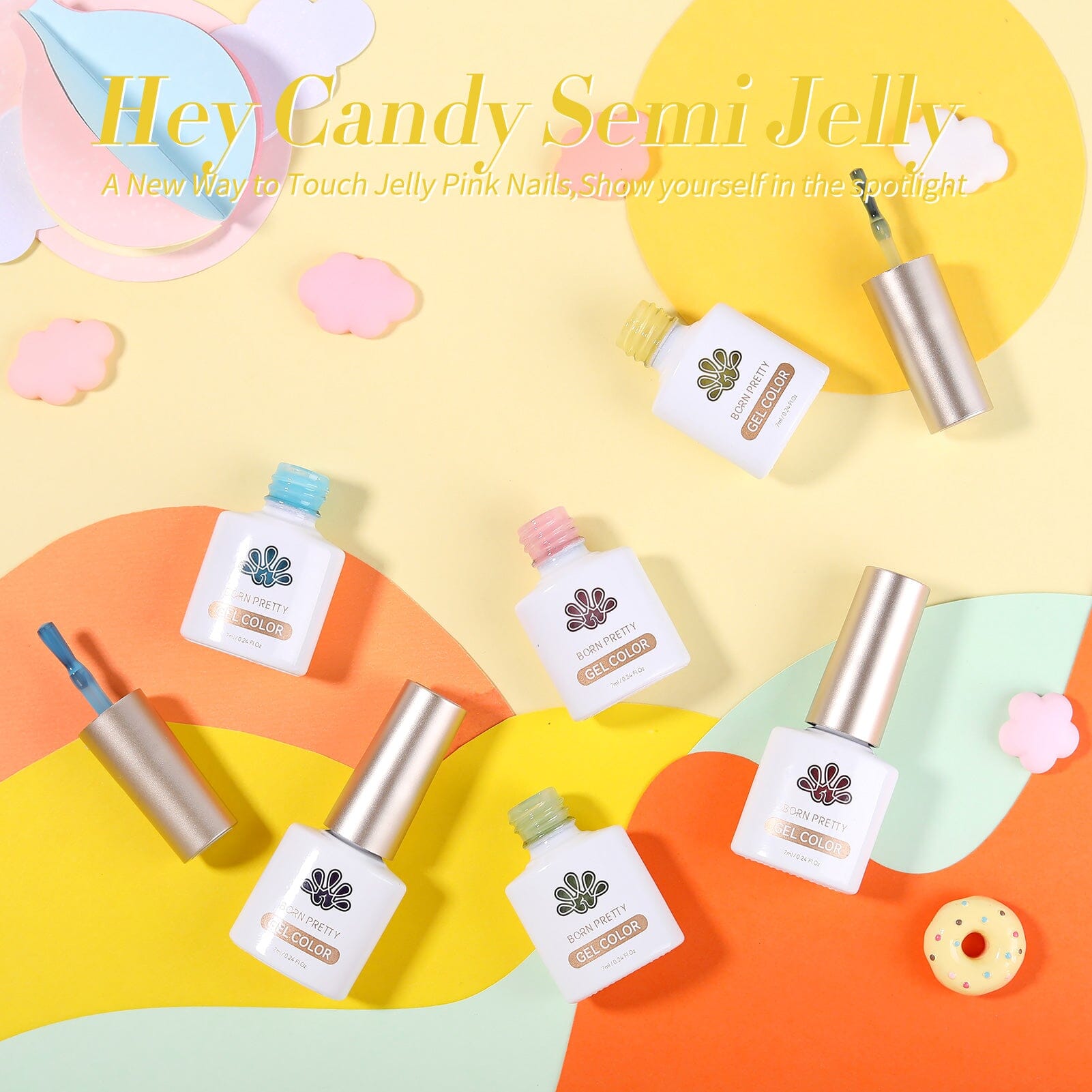 6 Colors Hey Candy Semi Jelly Gel Polish Set 7ml Gel Nail Polish BORN PRETTY 