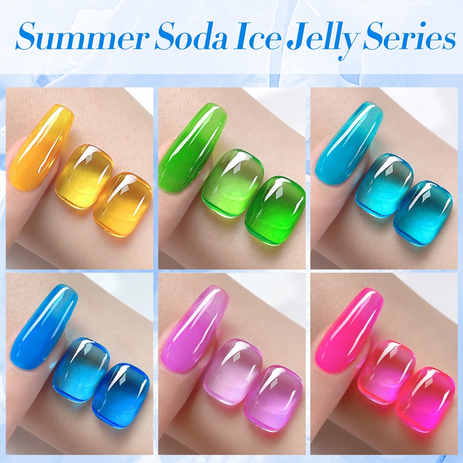 6 Colors Summer Soda Ice Jelly Gel Polish Set 7ml Gel Nail Polish BORN PRETTY 