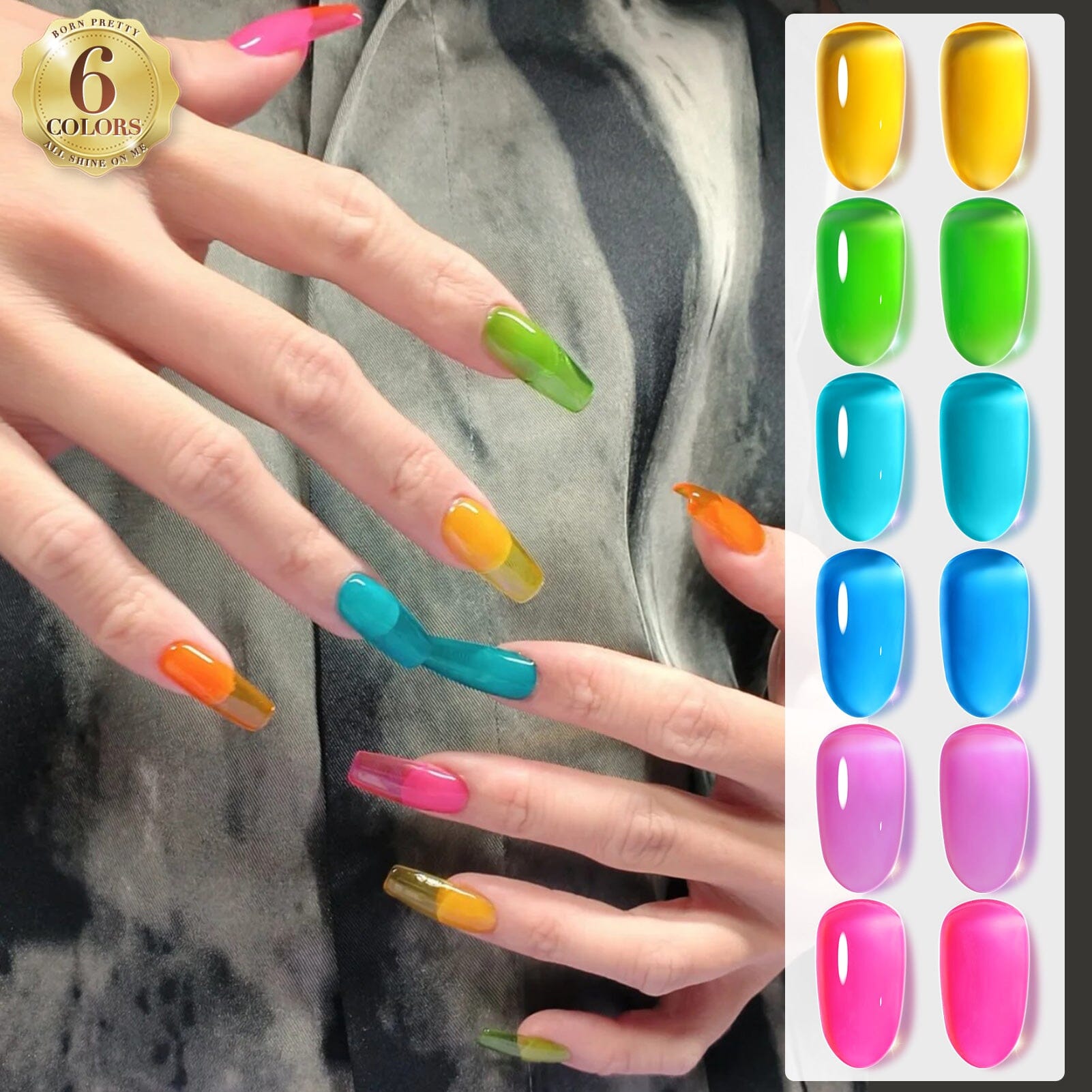 6 Colors Summer Soda Ice Jelly Gel Polish Set 7ml Gel Nail Polish BORN PRETTY 