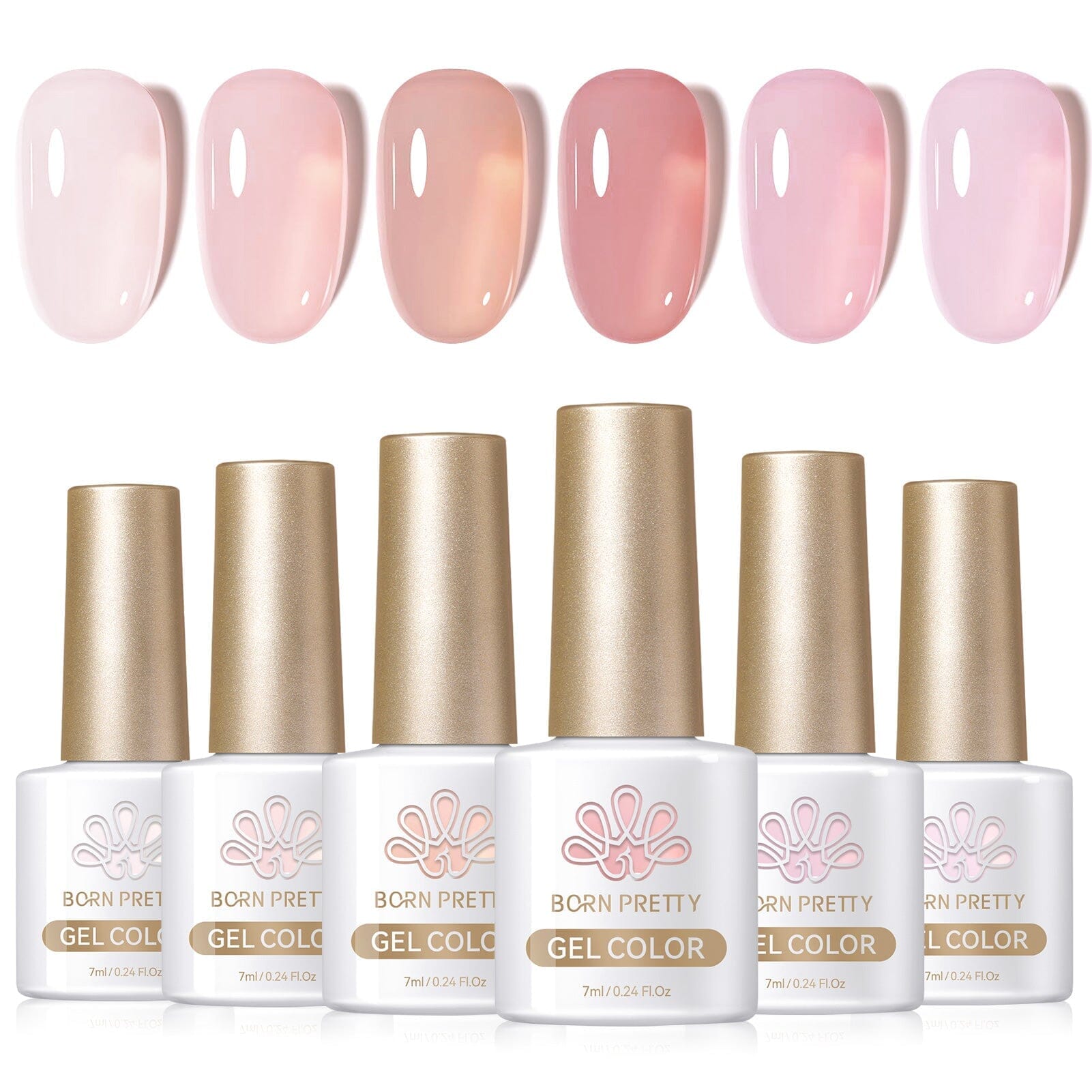 [US ONLY] 6 Colors Misty Rose Semi Jelly Gel Polish Set 7ml Gel Nail Polish BORN PRETTY 
