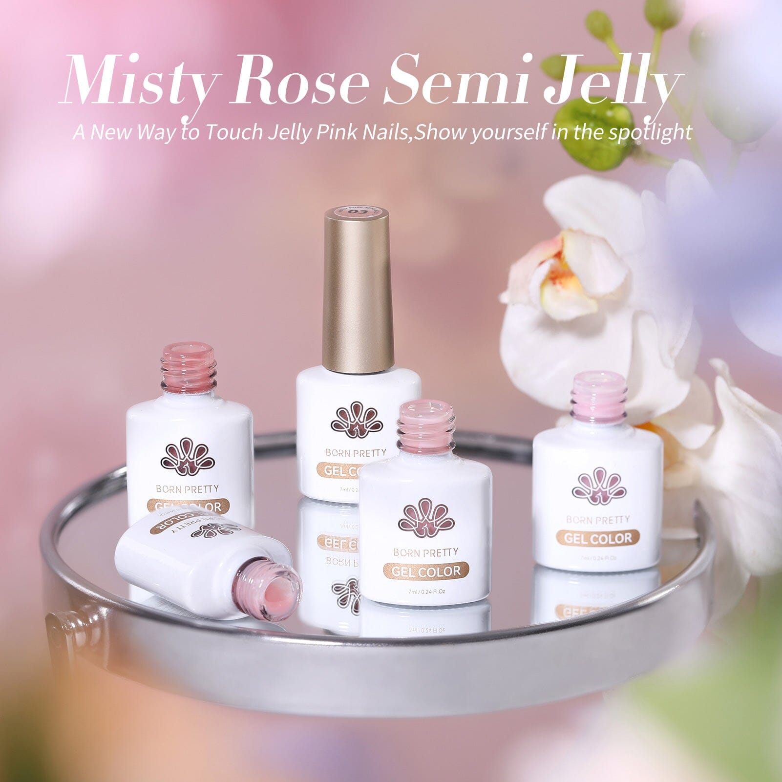 6 Colors Misty Rose Semi Jelly Gel Polish Set 7ml Gel Nail Polish BORN PRETTY 