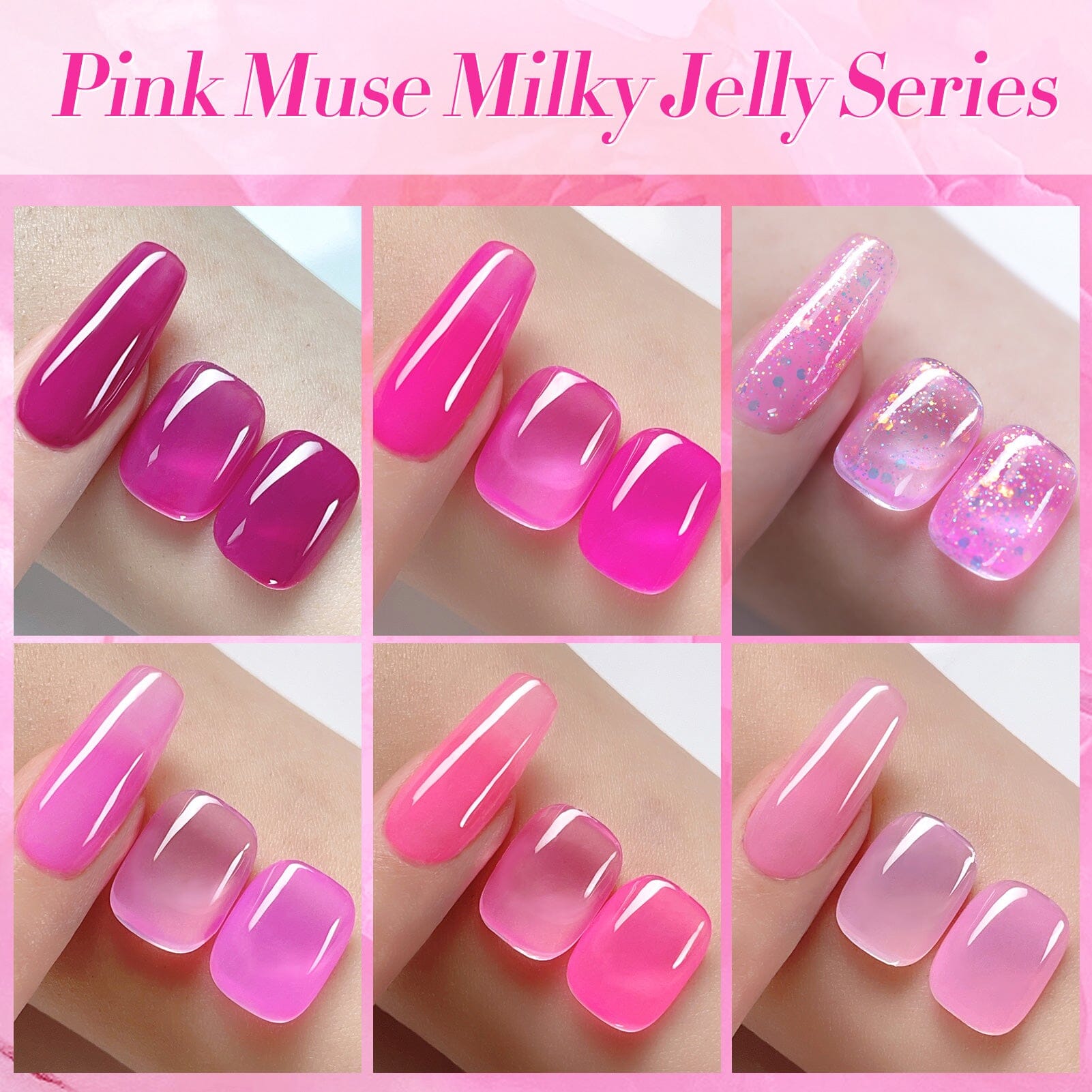 6 Colors Pink Muse Milky Jelly Gel Polish Set 7ml Gel Nail Polish BORN PRETTY 