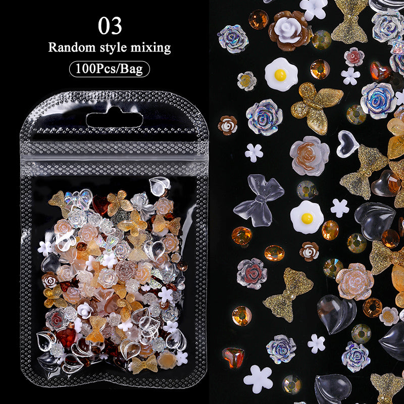 100pcs 3D Nail Decoration #03 Random Mixed