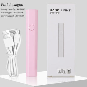 Hand Light Nail Lamp USB Rechargeable 3W Tools & Accessories No Brand Pink Hexagon 