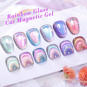 [US ONLY] 6 Colors Rainbow Glass Cat Magnetic Gel Polish Set 7ml Gel Nail Polish BORN PRETTY 