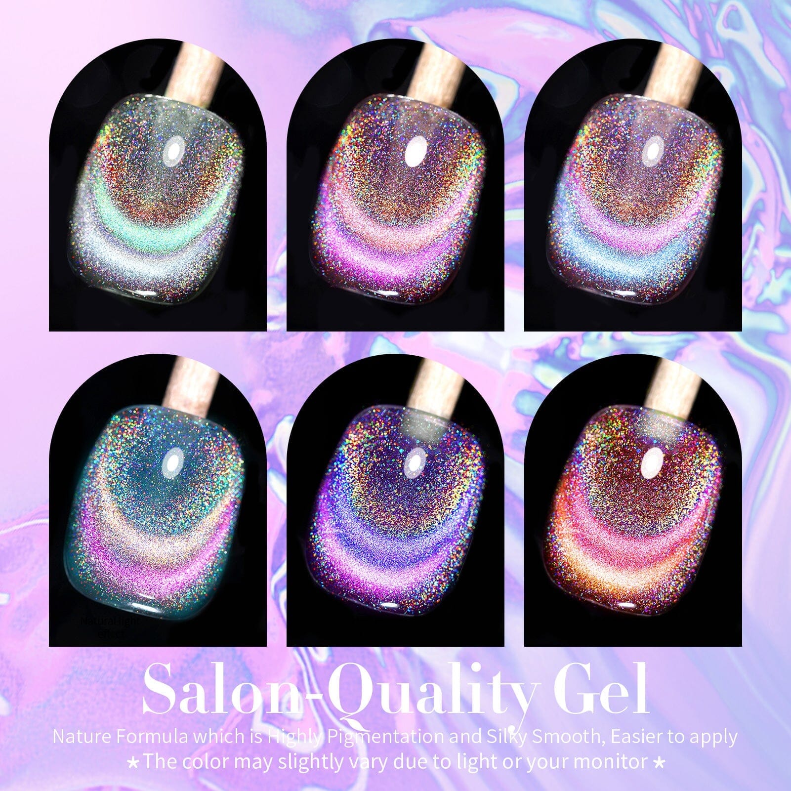 [US ONLY] 6 Colors Rainbow Glass Cat Magnetic Gel Polish Set 7ml Gel Nail Polish BORN PRETTY 