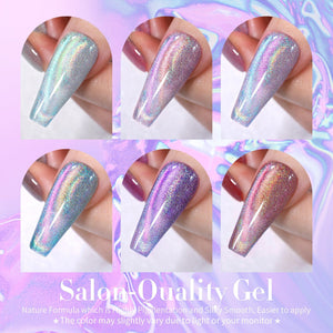 [US ONLY] 6 Colors Rainbow Glass Cat Magnetic Gel Polish Set 7ml Gel Nail Polish BORN PRETTY 