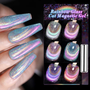[US ONLY] 6 Colors Rainbow Glass Cat Magnetic Gel Polish Set 7ml Gel Nail Polish BORN PRETTY 