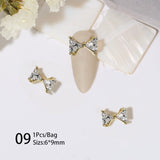 French Bowknot Zircon Nail Decoration #03 Clearance No Brand 