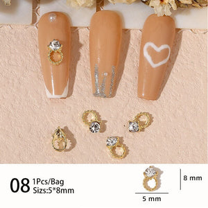Gold Alloy Rhinestones Nail Decoration #11 Clearance No Brand 